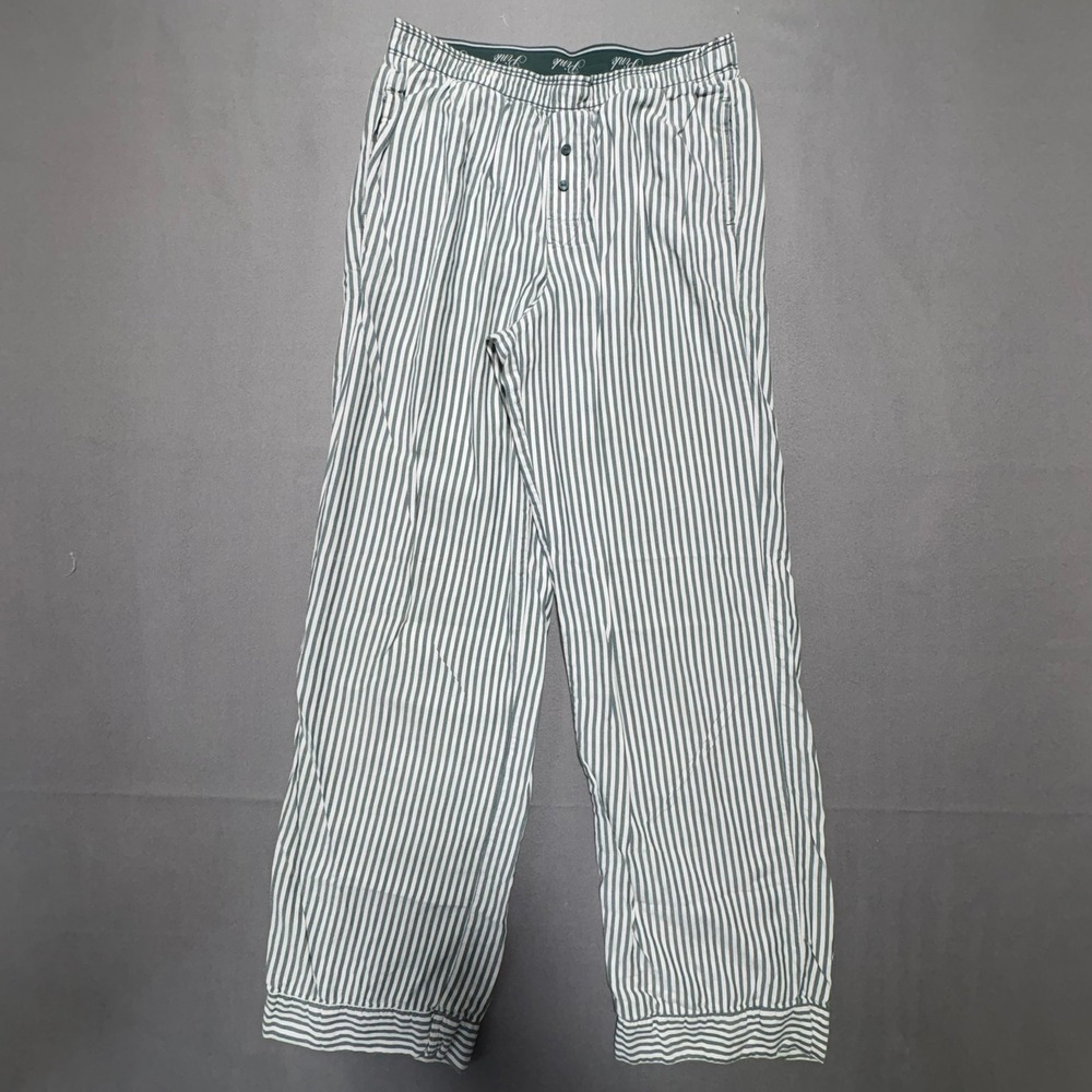 Victorias Secret PINK Striped Pajama Pants Green White XS Cotton Modal Lounge